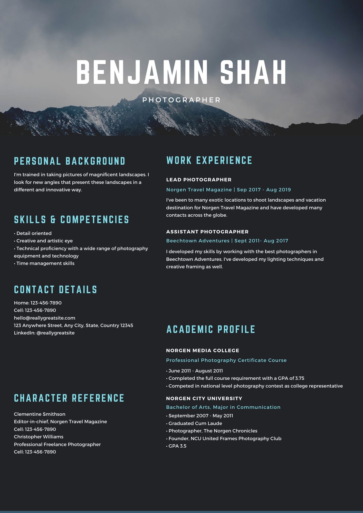 Template CV Gratis Profesional Bidang Forografi